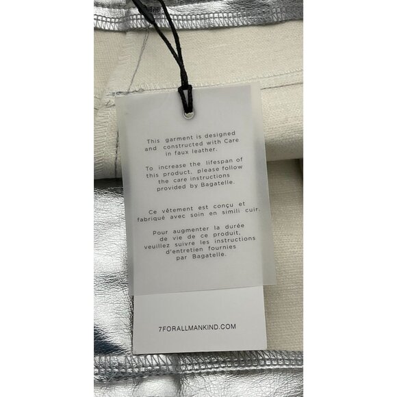 7 For All Mankind High Rise Vegan Leather Silver Metallic 5-pkt Pants NWT Large - Picture 10 of 13